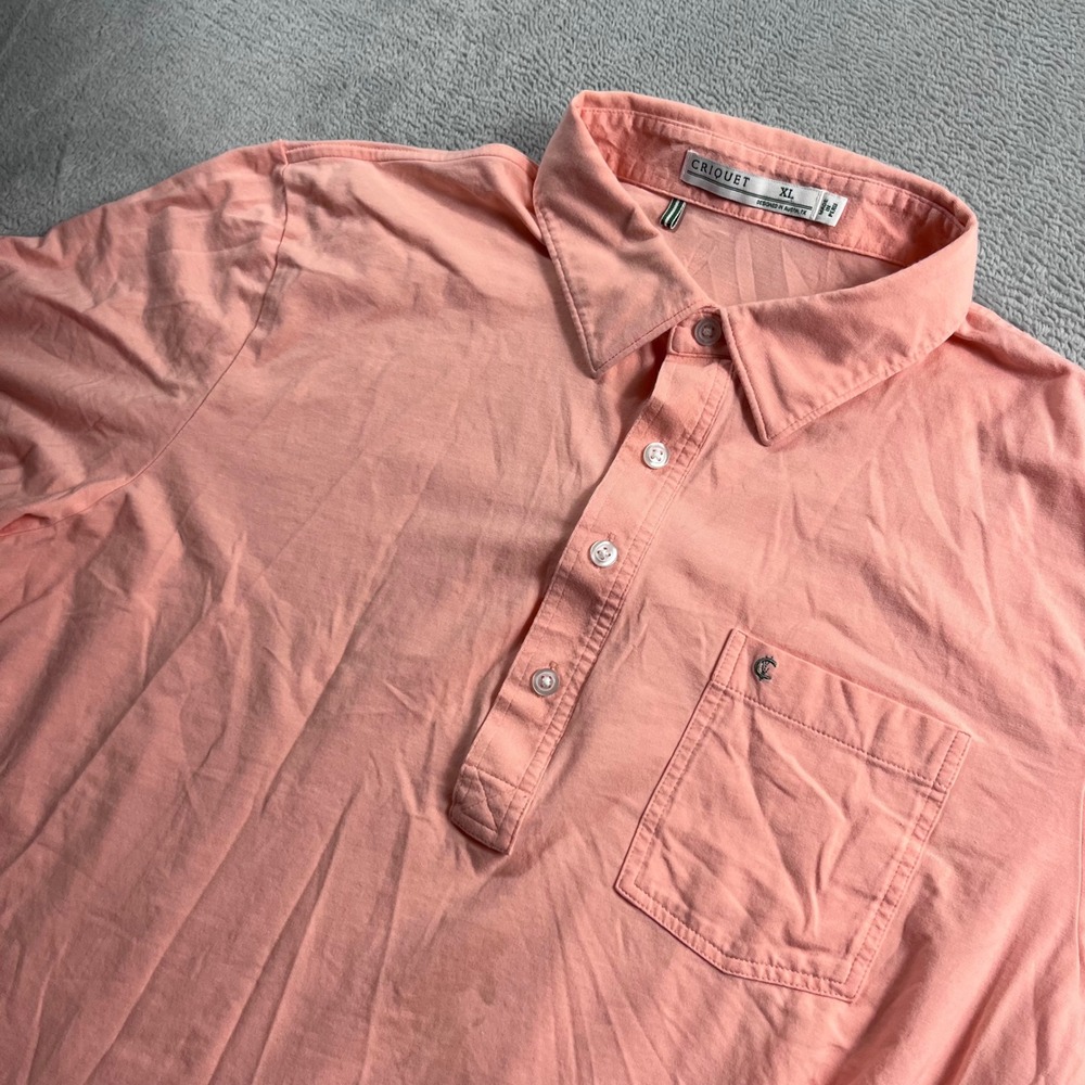 Criquet Mens Pima Cotton Spandex Short Sleeve Polo Shirt Pink XL